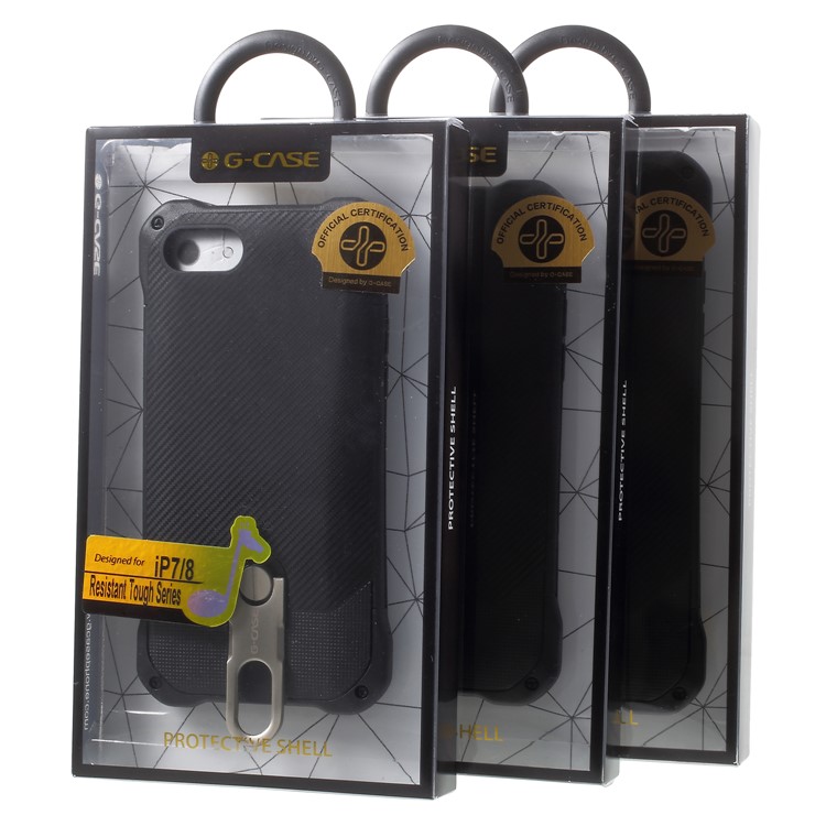 G-CASE Armor Series Carbon Fiber Texture PC + Silicone Hybrid Case for iPhone 8 Plus / 7 Plus - Black-11