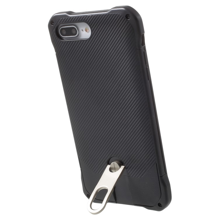 G-CASE Armor Series Carbon Fiber Texture PC + Silicone Hybrid Case for iPhone 8 Plus / 7 Plus - Black-9