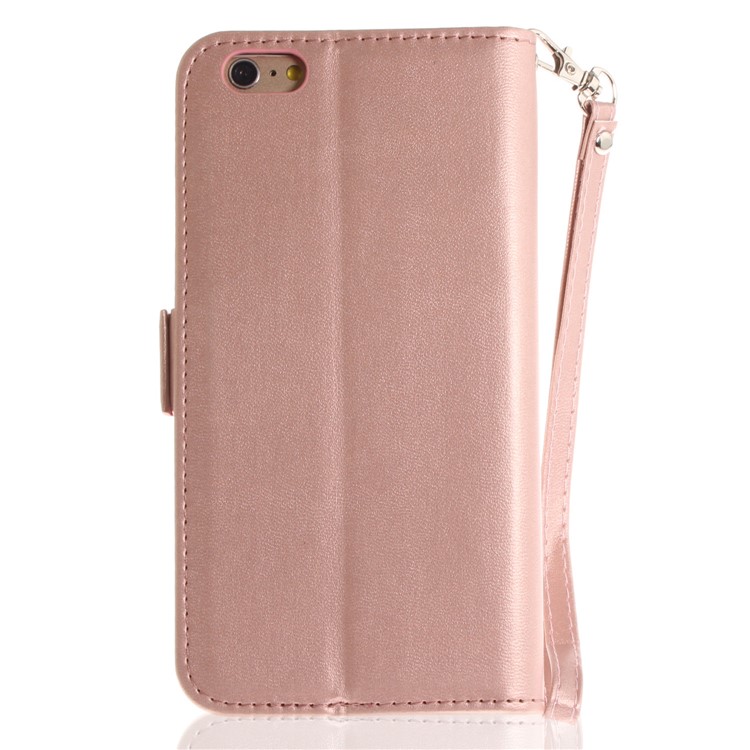 Butterfly Pattern Leather Wallet Stand Case for iPhone 6s/6 4.7 - Rose Gold-3