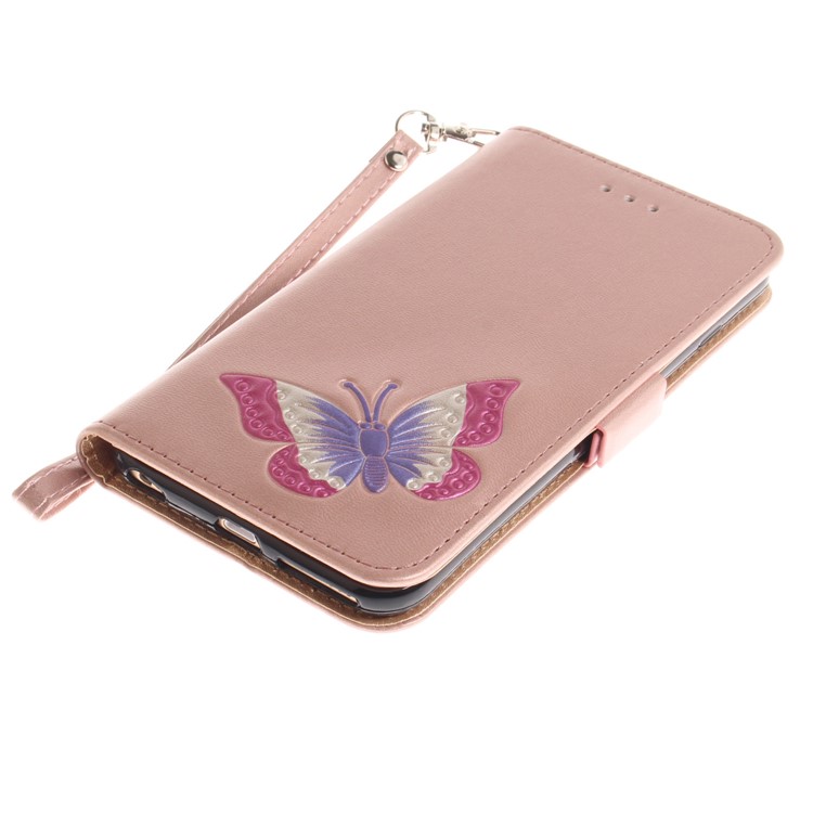 Butterfly Pattern Leather Wallet Stand Case for iPhone 6s/6 4.7 - Rose Gold-6