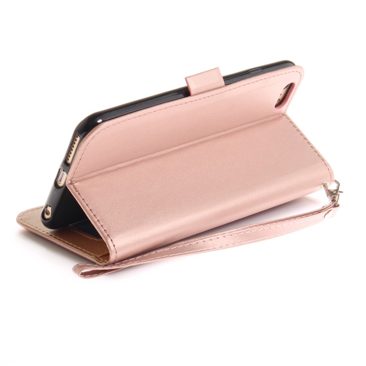 Butterfly Pattern Leather Wallet Stand Case for iPhone 6s/6 4.7 - Rose Gold-9