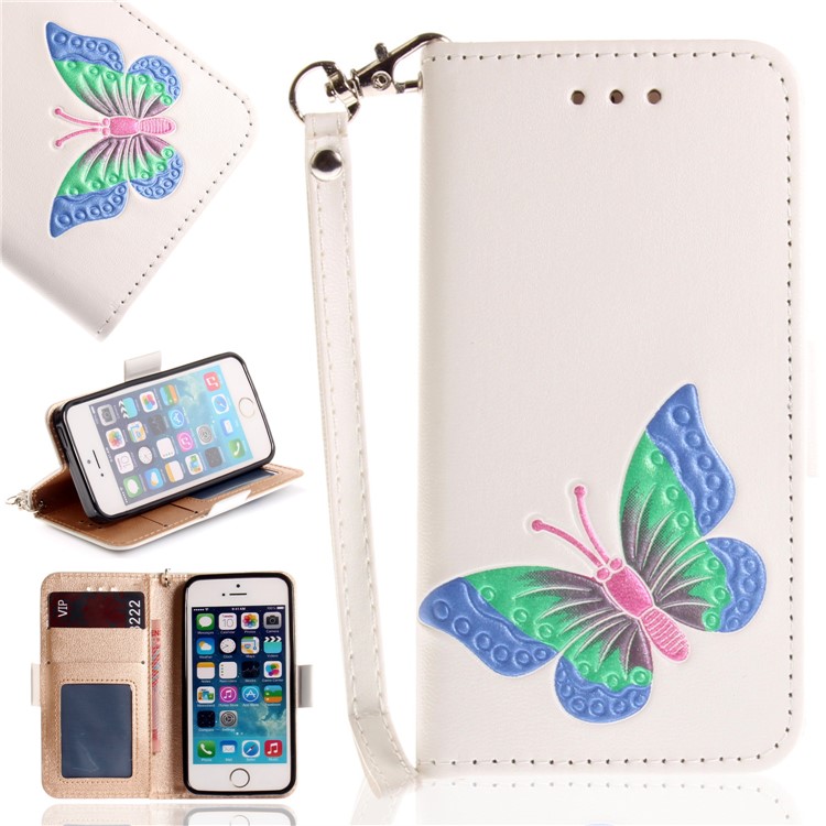 

Крышка Кошелька С Бабочкой Для Iphone Se / 5s / 5 - Белый