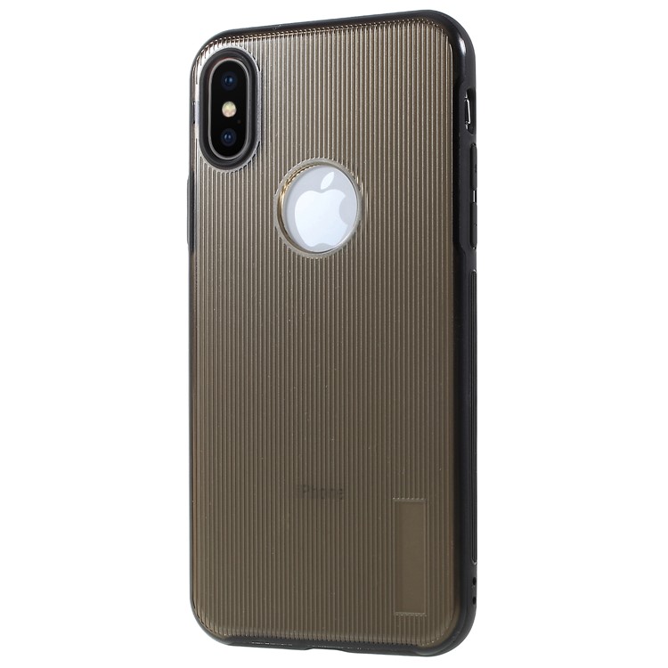 Dual Color Stripe Pattern Hybrid TPU + PC Phone Cover Case for iPhone X 5.8 inch - Black-2