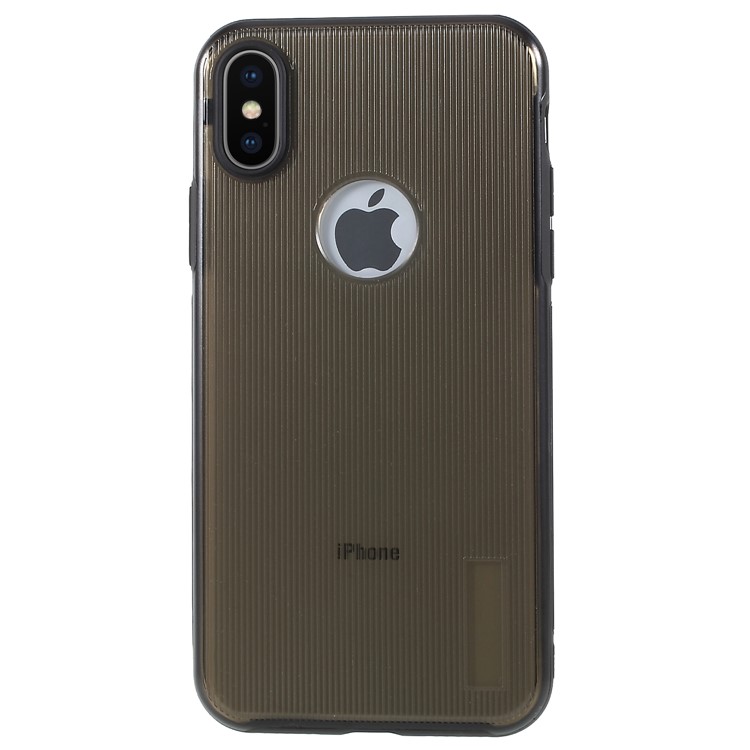 Dual Color Stripe Pattern Hybrid TPU + PC Phone Cover Case for iPhone X 5.8 inch - Black-4