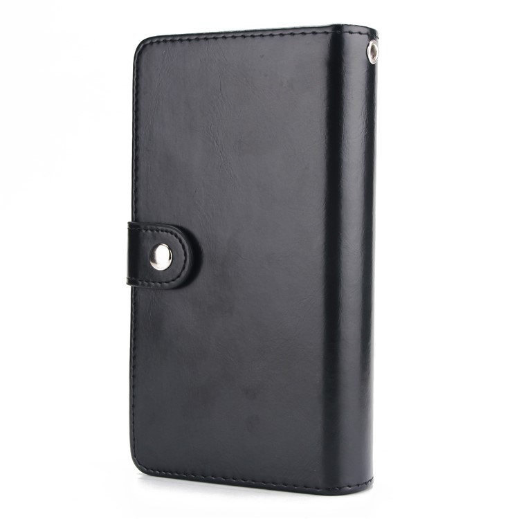 Double Side Pockets Leather Zipper Wallet Case for iPhone X - Black-3