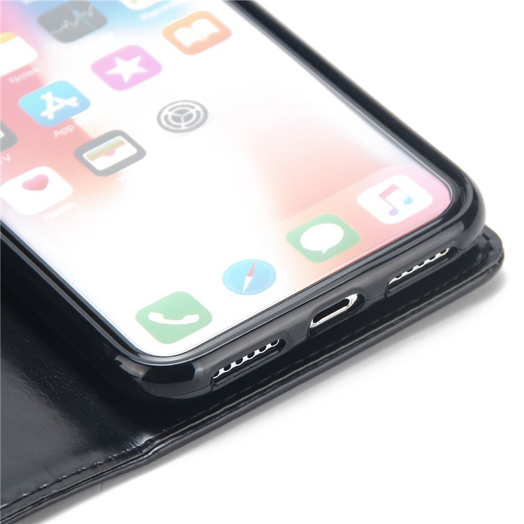 Double Side Pockets Leather Zipper Wallet Case for iPhone X - Black-9