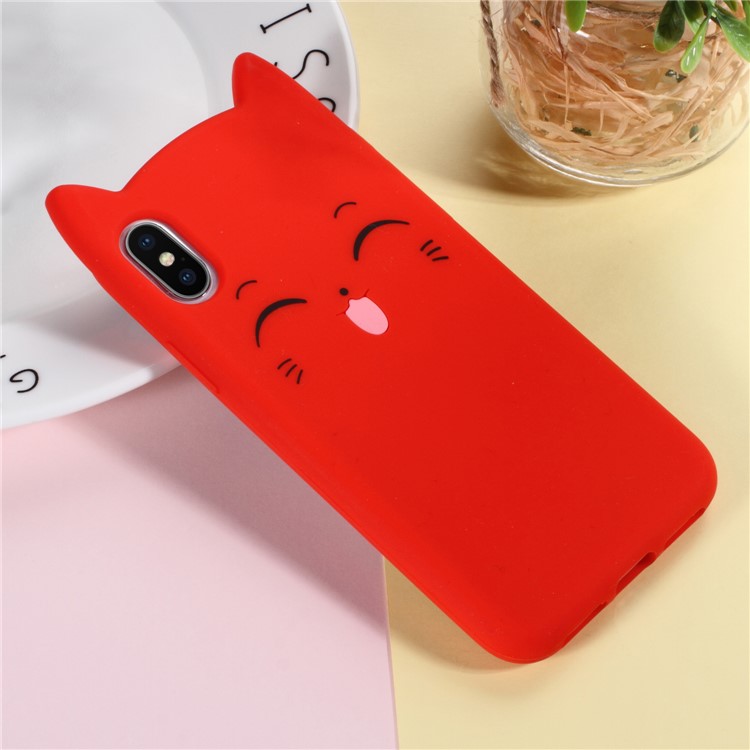

3D Усы Кошка Силиконовый Телефон Случае Для Iphone X - Красный, iPhone Xs