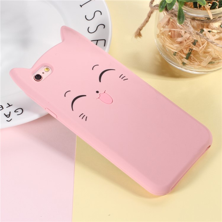 

3D Smile Cat Silicone Mobile Phone Shell for iPhone 6s Plus/6 Plus - Pink
