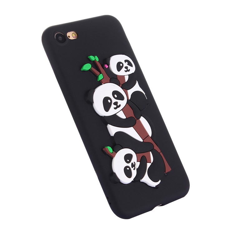 Cute 3D Pandas and Bamboo TPU Gel Cover Case for iPhone 8 / 7 4.7 inch - Black-3