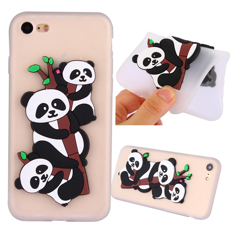 

Cute 3D Pandas and Bamboo TPU Gel Protective Casing for iPhone 8 / 7 4.7 inch - White