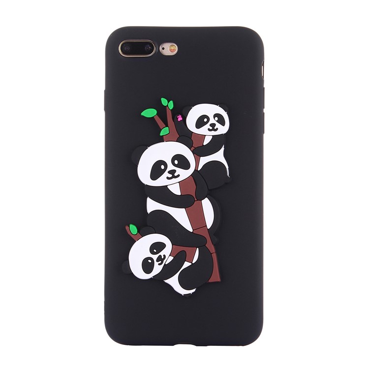 Cute 3D Pandas and Bamboo TPU Gel Case for iPhone 8 Plus / 7 Plus 5.5 inch - Black-2