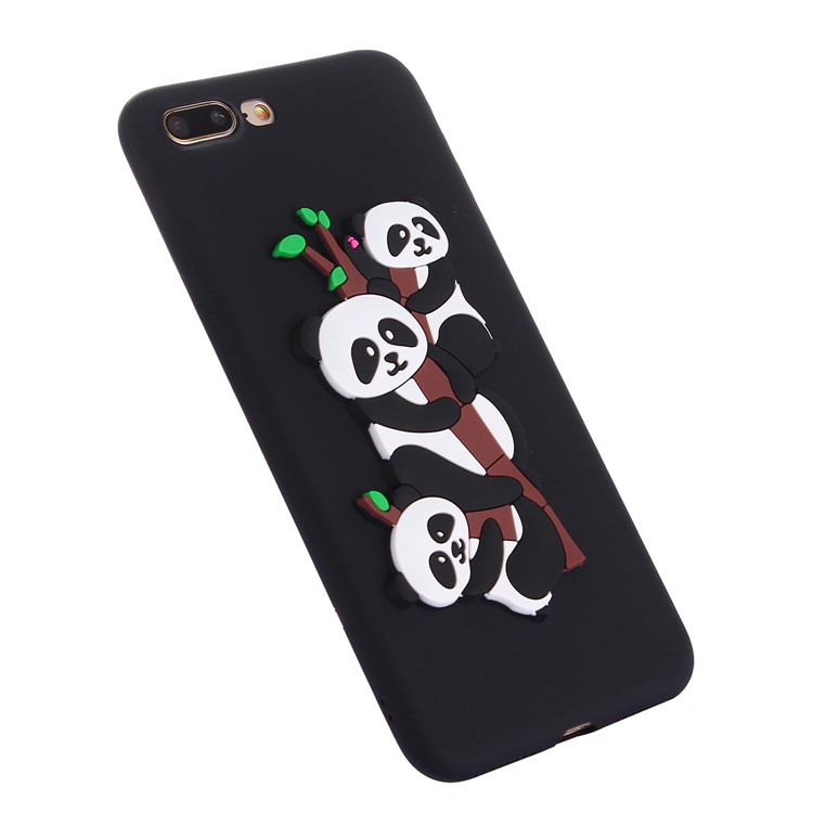 Cute 3D Pandas and Bamboo TPU Gel Case for iPhone 8 Plus / 7 Plus 5.5 inch - Black-3