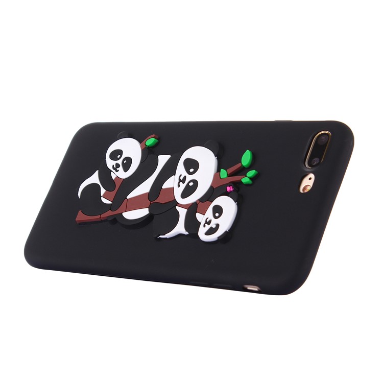 Cute 3D Pandas and Bamboo TPU Gel Case for iPhone 8 Plus / 7 Plus 5.5 inch - Black-4