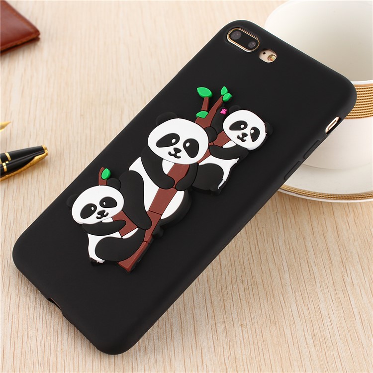 Cute 3D Pandas and Bamboo TPU Gel Case for iPhone 8 Plus / 7 Plus 5.5 inch - Black-5