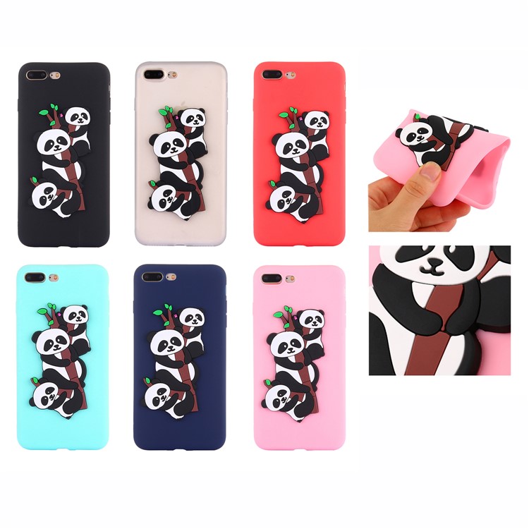 Cute 3D Pandas and Bamboo TPU Gel Case for iPhone 8 Plus / 7 Plus 5.5 inch - Black-8
