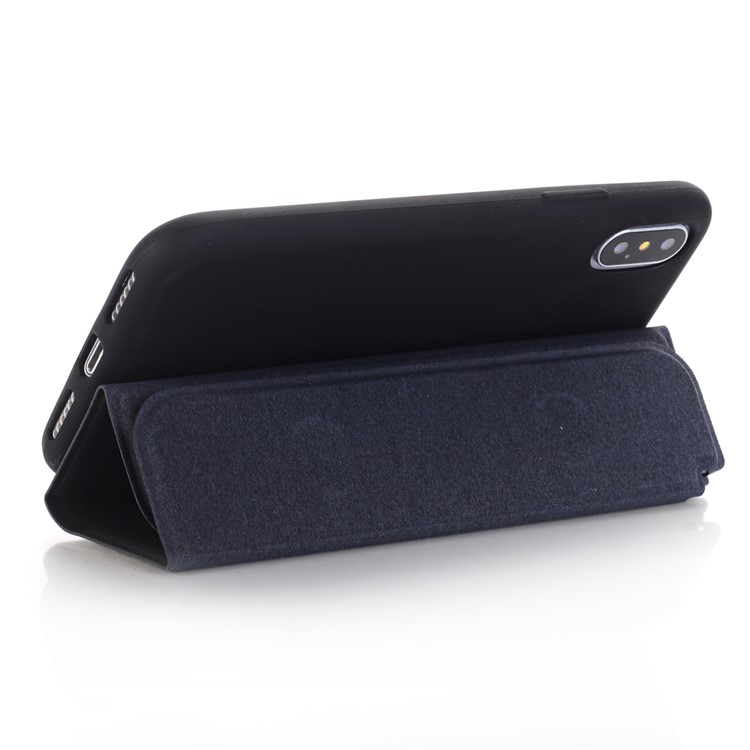 Retro Style Leather Stand Case for iPhone X - Black-3