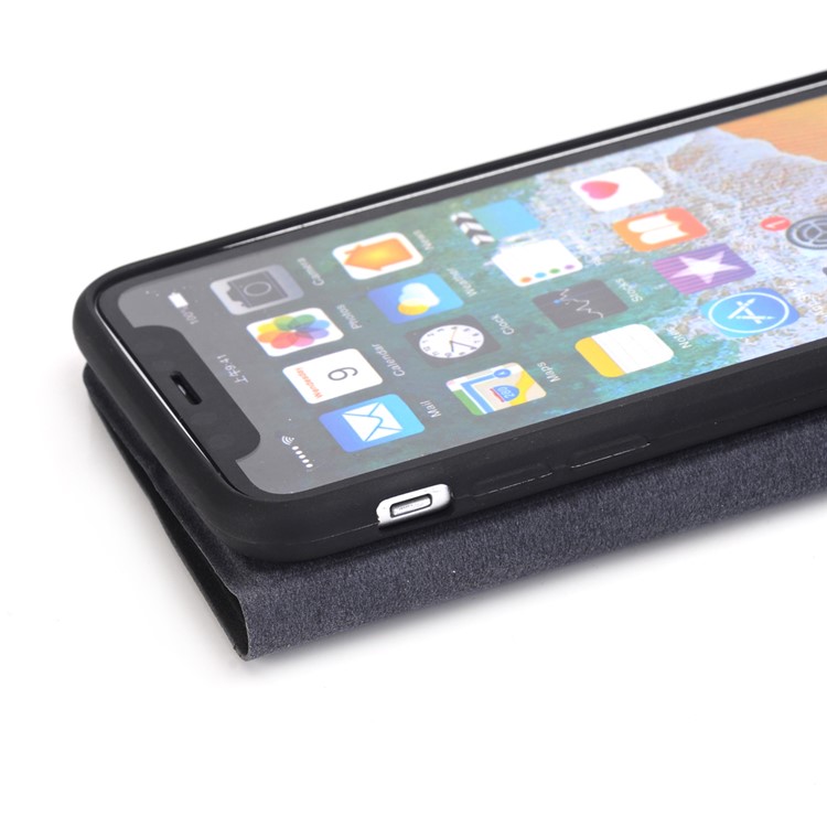 Retro Style Leather Stand Case for iPhone X - Black-6