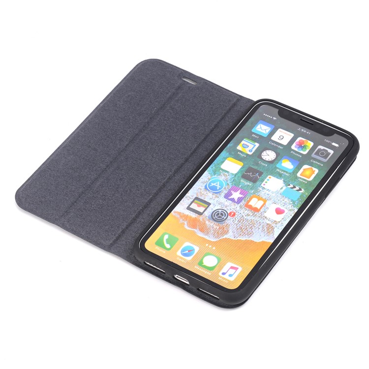 Retro Style Leather Stand Case for iPhone X - Black-7