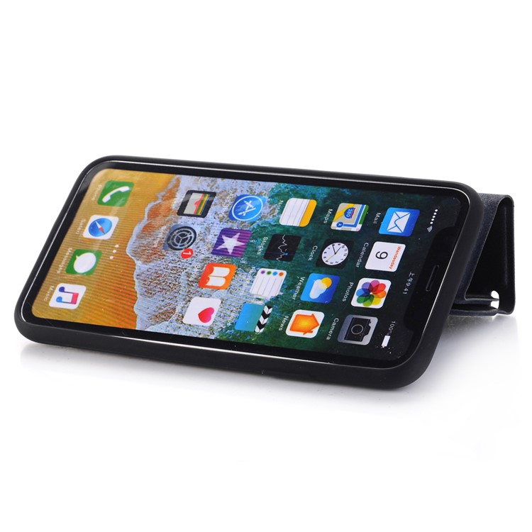 Retro Style Leather Stand Case for iPhone X - Black-8