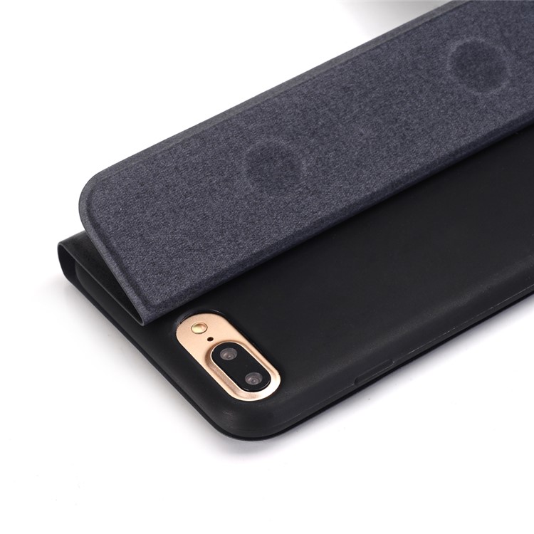 Retro Style Leather Magnetic Stand Phone Case for iPhone 8 Plus / 7 Plus - Black-3