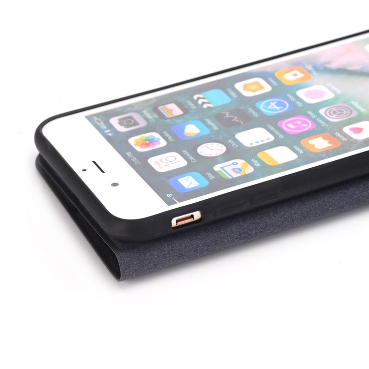 Retro Style Leather Magnetic Stand Phone Case for iPhone 8 Plus / 7 Plus - Black-4