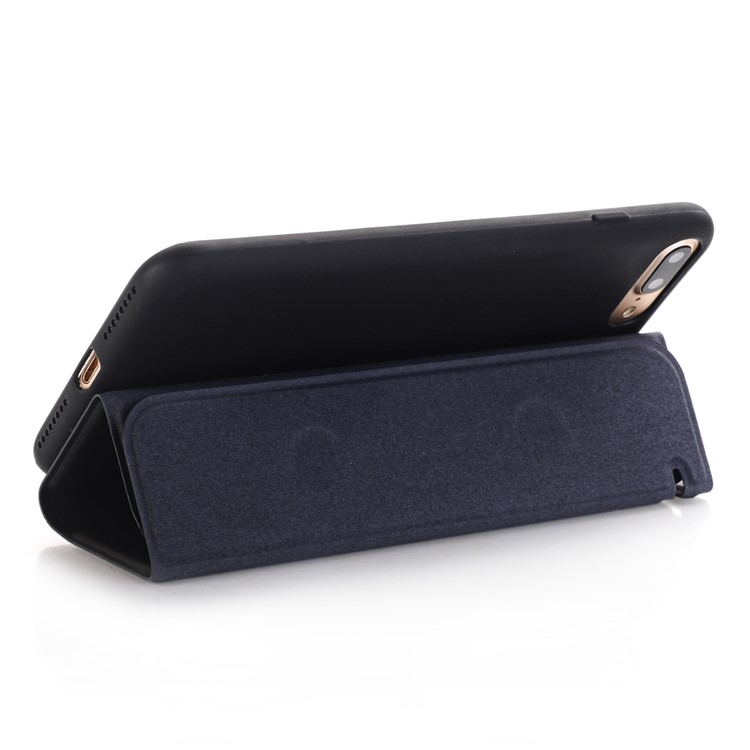 Retro Style Leather Magnetic Stand Phone Case for iPhone 8 Plus / 7 Plus - Black-5