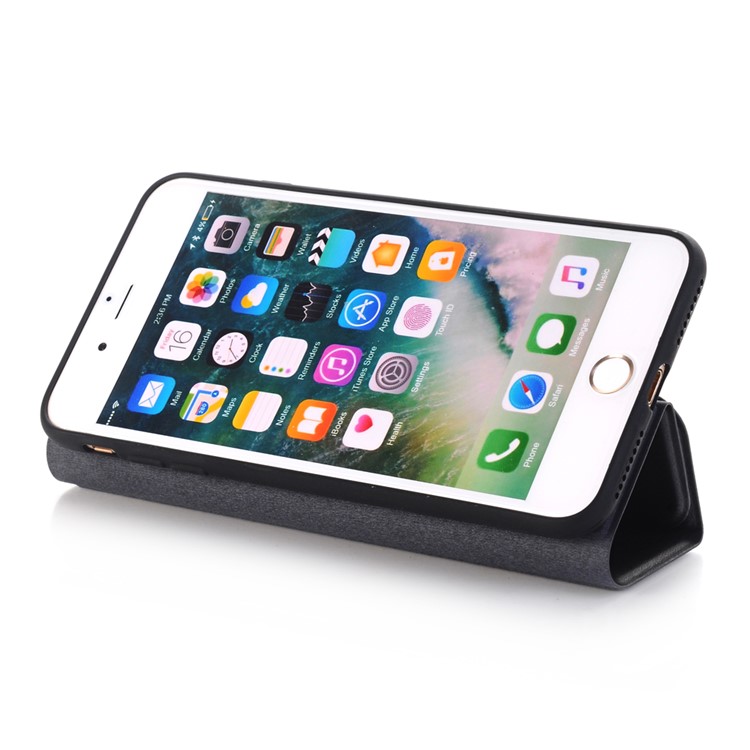 Retro Style Leather Magnetic Stand Phone Case for iPhone 8 Plus / 7 Plus - Black-6
