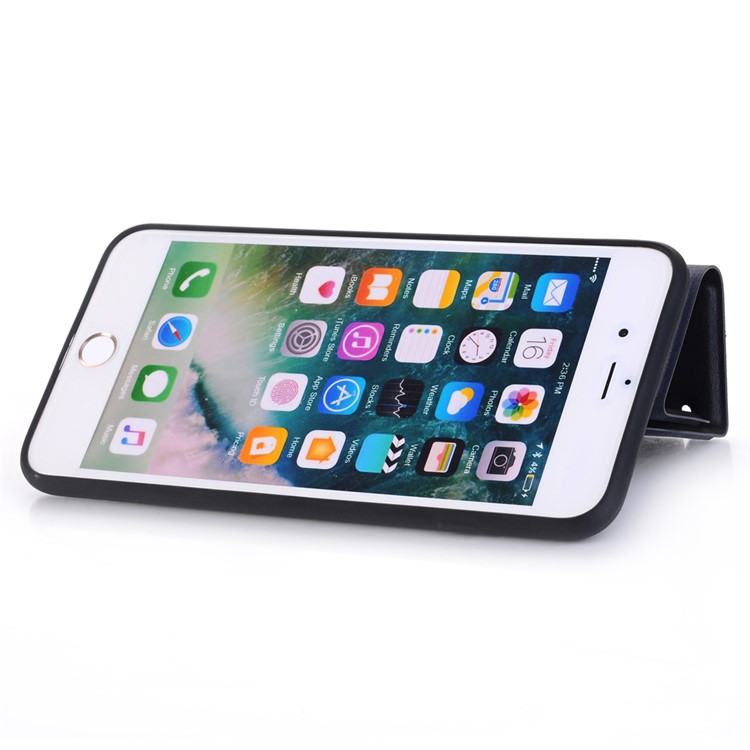 Retro Style Leather Magnetic Stand Phone Case for iPhone 8 Plus / 7 Plus - Black-7