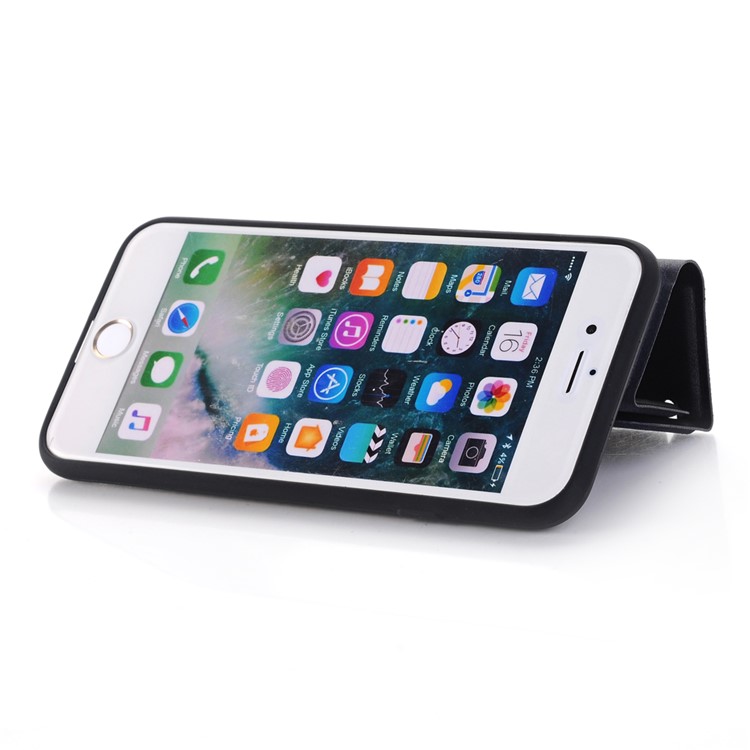 Retro Style Leather Stand Case for iPhone 8/7 - Black-8