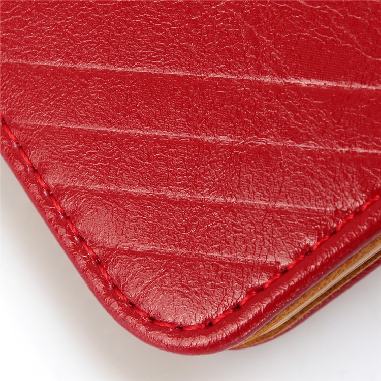 Oil Wax Genuine Leather Card Slots Stand Auto-absorbed Case for iPhone 8 / 7 4.7 inch - Red-11