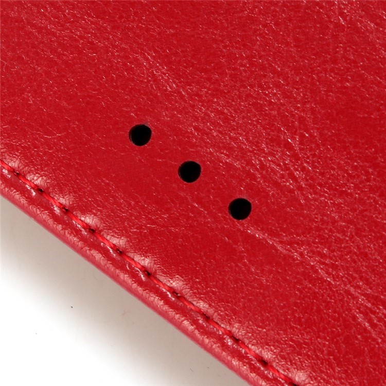Oil Wax Genuine Leather Card Slots Stand Auto-absorbed Case for iPhone 8 / 7 4.7 inch - Red-12