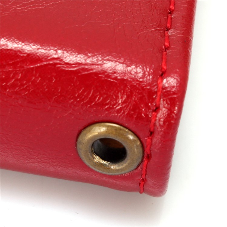 Oil Wax Genuine Leather Card Slots Stand Auto-absorbed Case for iPhone 8 / 7 4.7 inch - Red-9