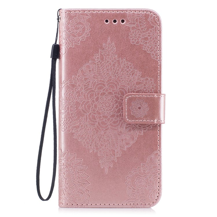 

Imprint Flower Pattern Leather Stand Phone Cover for iPhone 6s Plus / 6 Plus - Rose Gold