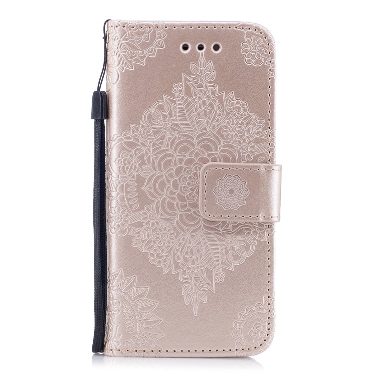 

Imprint Flower Patten Leather Wallet Phone Casing for iPhone 8/7 4.7 inch - Gold, iPhone 8