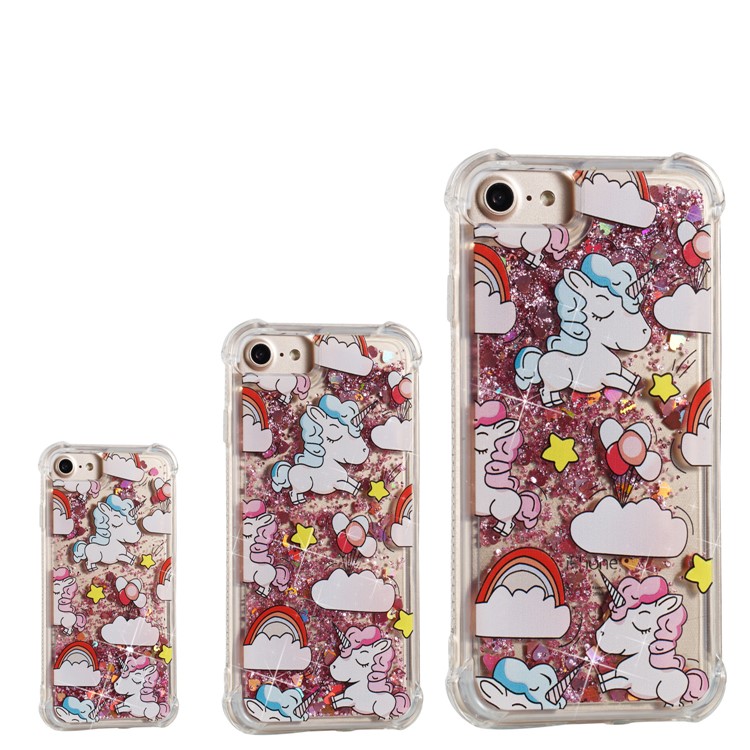 Liquid Glitter Powder Quicksand Shockproof TPU Back Case for iPhone 8 / 7 4.7 inch - Unicorns-3