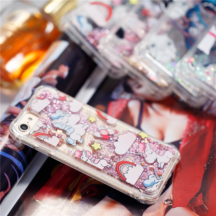 Liquid Glitter Powder Quicksand Shockproof TPU Back Case for iPhone 8 / 7 4.7 inch - Unicorns-4