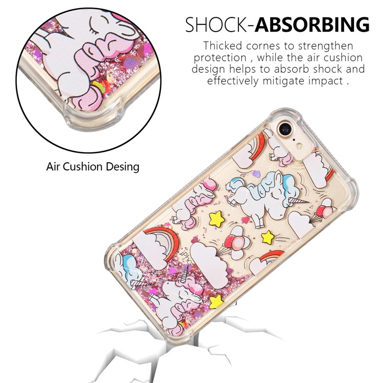 Liquid Glitter Powder Quicksand Shockproof TPU Back Case for iPhone 8 / 7 4.7 inch - Unicorns-6