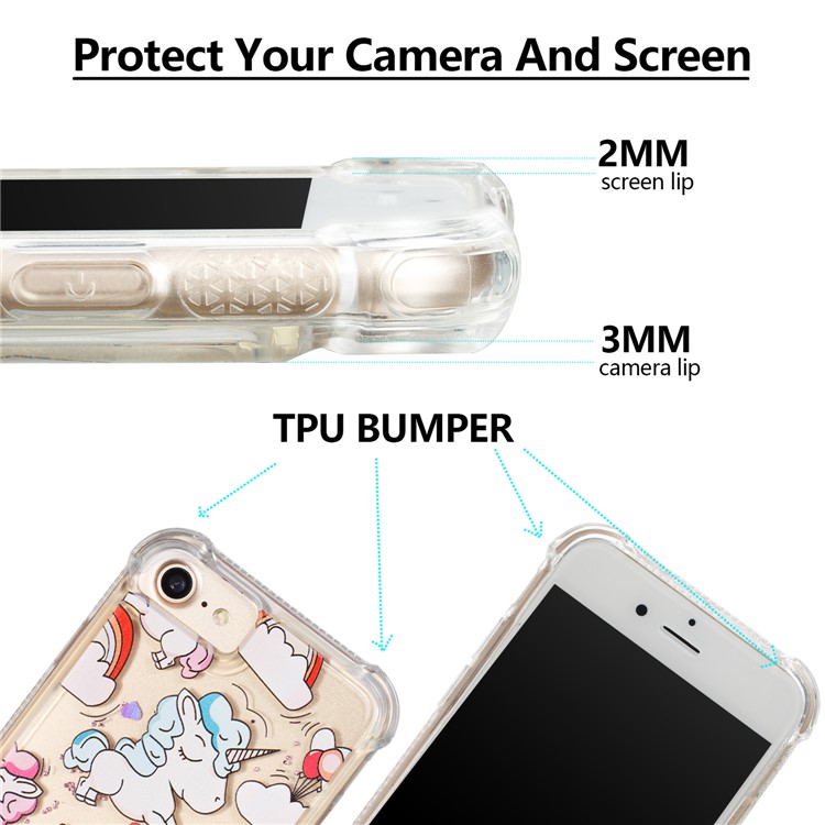 Liquid Glitter Powder Quicksand Shockproof TPU Back Case for iPhone 8 / 7 4.7 inch - Unicorns-7