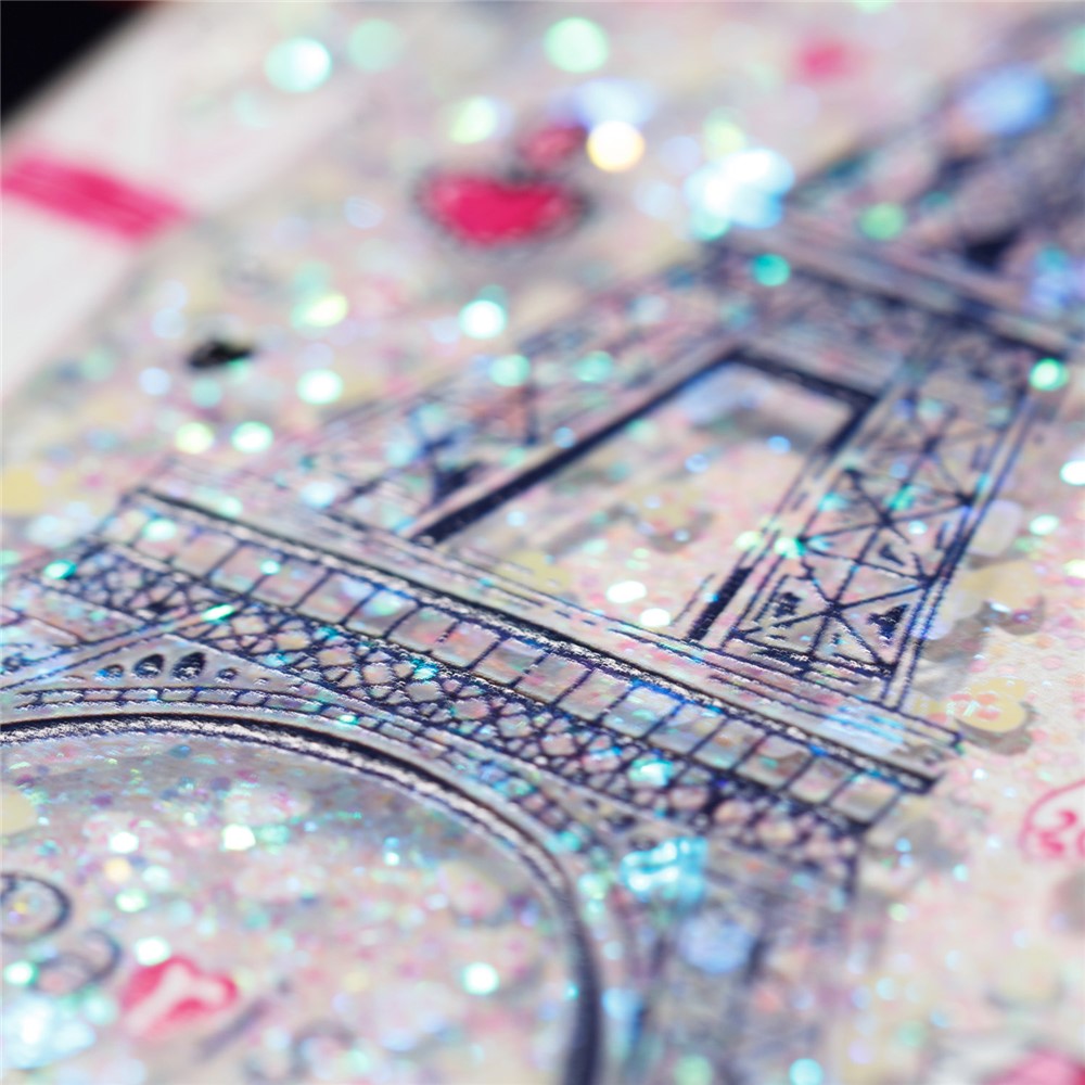 Liquid Glitter Powder Quicksand Shockproof TPU Back Case for iPhone 8 Plus / 7 Plus 5.5 inch - Eiffel Tower with Bow-knot-6