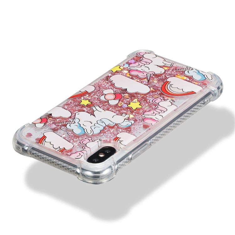 Liquid Glitter Powder Quicksand Shockproof TPU Back Case for iPhone X - Unicorns-3