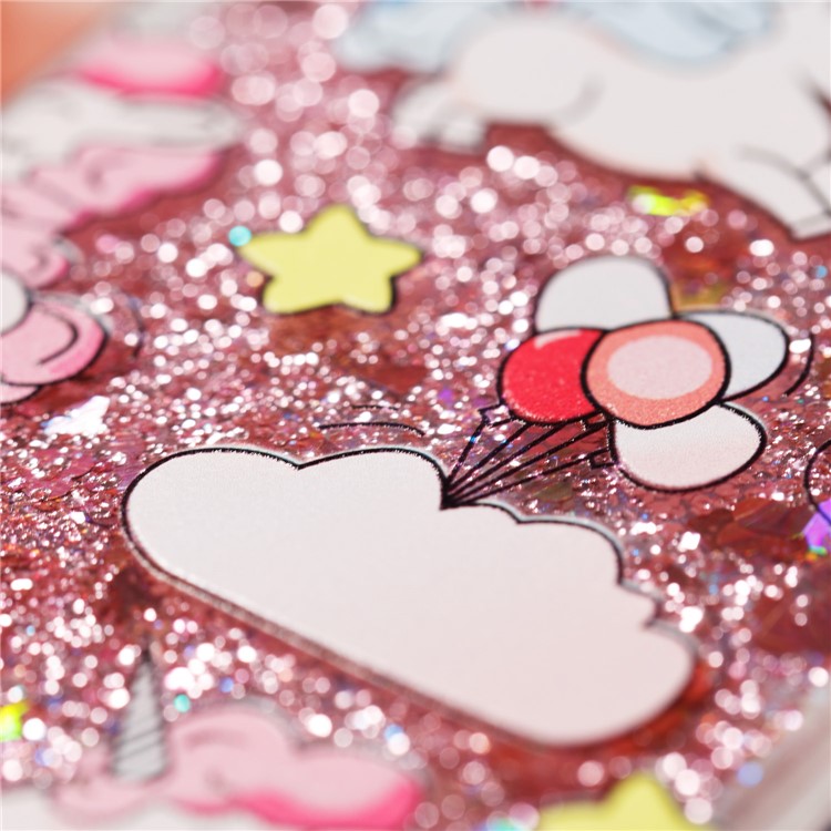 Liquid Glitter Powder Quicksand Shockproof TPU Back Case for iPhone X - Unicorns-6