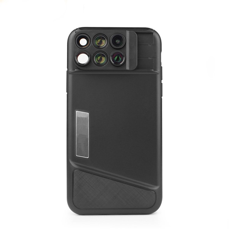 6 in 1 Wide Angle Fisheye Telephoto Macro External Phone Camera Lens Back Case for iPhone X/10-2