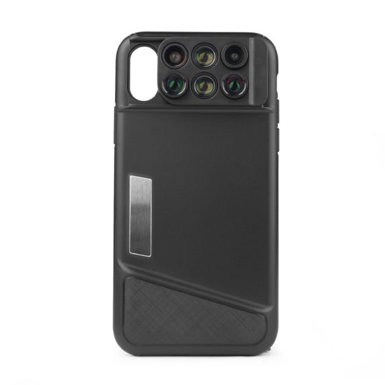 6 in 1 Wide Angle Fisheye Telephoto Macro External Phone Camera Lens Back Case for iPhone X/10-3