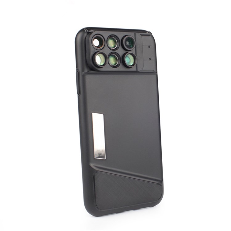 6 in 1 Wide Angle Fisheye Telephoto Macro External Phone Camera Lens Back Case for iPhone X/10-5