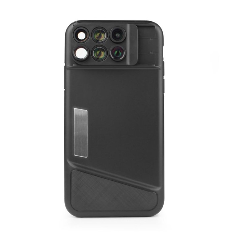 6 in 1 Wide Angle Fisheye Telephoto Macro External Phone Camera Lens Back Case for iPhone X/10-6