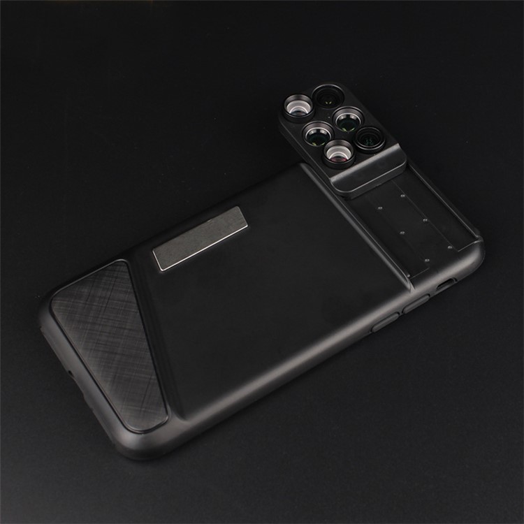 6 in 1 Wide Angle Fisheye Telephoto Macro External Phone Camera Lens Back Case for iPhone X/10-7