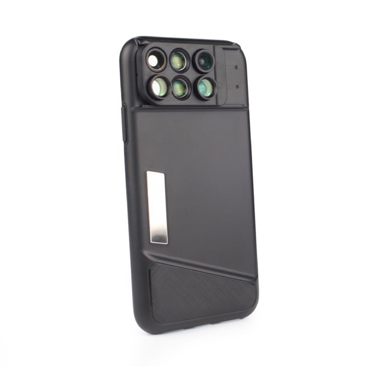 6 in 1 Wide Angle Fisheye Telephoto Macro External Phone Camera Lens Back Case for iPhone X/10-8