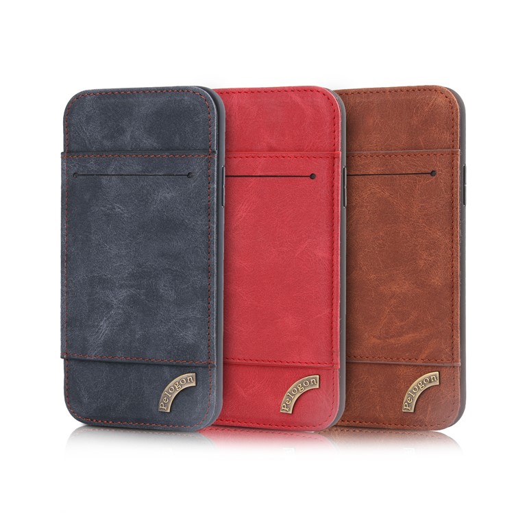 Vintage Card Slot Stand PU Leather Flip Case for iPhone X - Grey-8