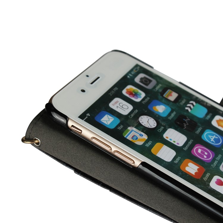 Crocodile Texture Leather Stand Shell with Strap for iPhone 8 Plus / 7 Plus 5.5 inch - Black-11