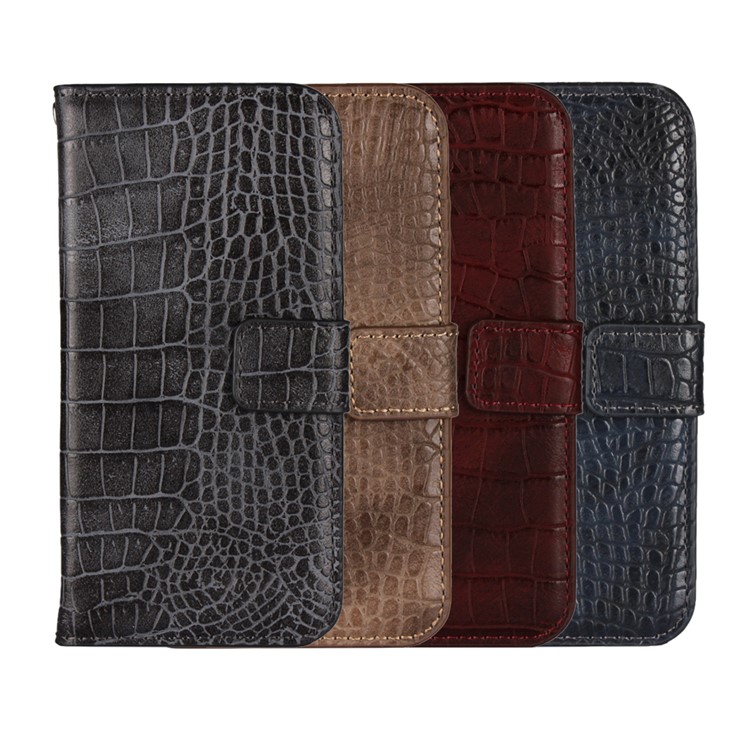 Crocodile Texture Leather Stand Shell with Strap for iPhone 8 Plus / 7 Plus 5.5 inch - Black-12